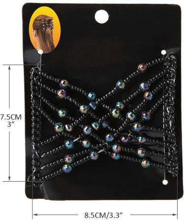 Salmue Hair Combs with Elastic by HairZing - Double Comb for Thick Hair - Magic Easy Beads - Stretchy Hairpin for Women & Girls - Black - Buy Online on SooperMarket.com
