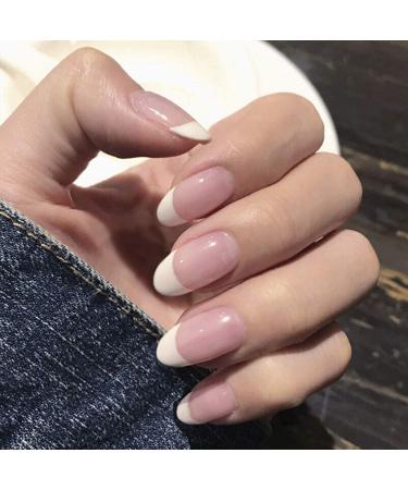 RikView Oval Glossy French Press on False Nails - 24PCS Short White Full Cover Prom Nails for Women and Girls - Buy Online on SooperMarket.com