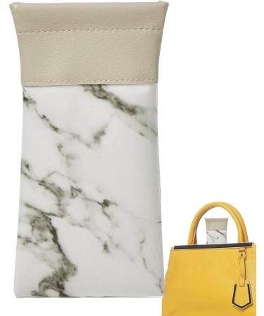 Facynde Water-Repellent Sunglasses Case | Marble PU Leather Squeeze Top Bag for Men & Women - Soft Glasses Case in White - Buy Online on SooperMarket.com