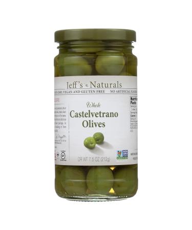 Jeff's Naturals Whole Castelvetrano Olives, 7.5 Ounce (Pack of 6)
