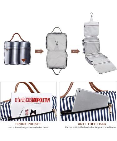Hanging Hook Travel Toiletry Bag - Waterproof Cosmetic Bag for Women&Men with 4 Compartments - Navy Blue Makeup Bag for Storage & Daily Use - Buy Online on SooperMarket.com