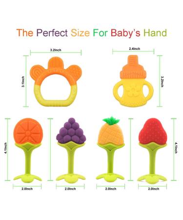 BPA Free Silicone Baby Teething Toys - 6 Pack | Freezer Safe & Organic Infant Teethers for Natural Brain Development - Buy Online on SooperMarket.com