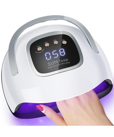 UV Nail Lamp LKE Nail Dryer 220W Professional UV LED Nail Lamp with 4 Timers&Auto Sensor UV Lamp for Gel Nails Detachable Curing Lamp Gel Nail Polish Lamp for Home and Salon Use 20*23-White