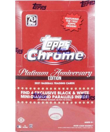 2021 Topps Chrome Baseball Platinum Anniversary Lite Box (16 Packs/4 Cards, 1 Auto)