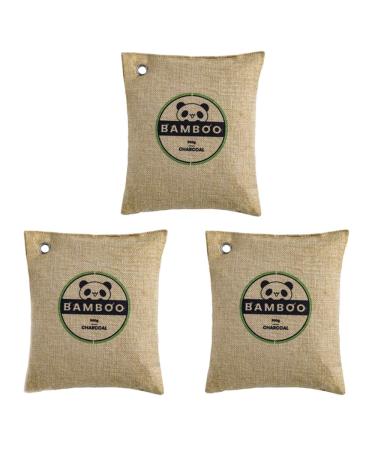 Bamboo coal air purification bags activated carbon smell absorbers fresheners moisture absorbing device for home car etc. (3 pack every 500g) beige 500g each