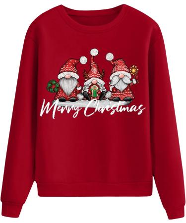Women's Christmas Snowman Penguin Sweatshirt | Xmas Jumper Raglan Top | Red O-Neck Pullover Sweater | Winter Long Sleeve Tunic | Size M - Buy Online on SooperMarket.com