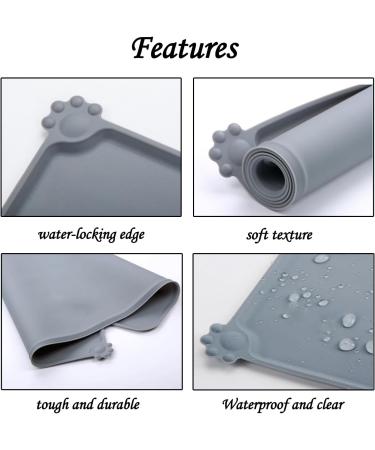 1pcs Gray Pet Feeding Mat (48cm*30cm) Silicone Cat and Dog Feeding Mat Pet Food Mat Pet Bowl Placement Tray Non-slip and Waterproof Suitable for Dogs and Cats - Buy Online on SooperMarket.com