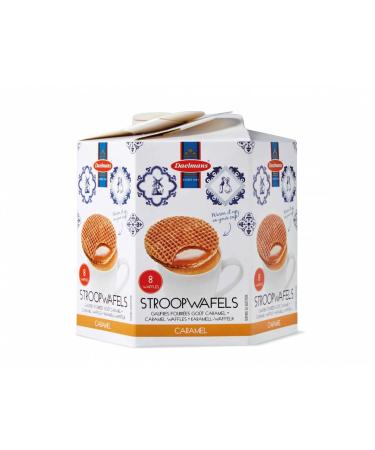 DAELMANS Stroopwafels, Dutch Waffles Soft Toasted, Caramel, Office Snack, Kosher Dairy, Authentic Made In Holland, 8 Stroopwafels Per Box, 1 Box, 8.11oz