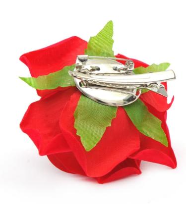 2 in 1 Artificial Big Rose Flower Hairpin Hair Clips Flower Brooch for Women Party (Dull Red) Dark Red - Buy Online on SooperMarket.com
