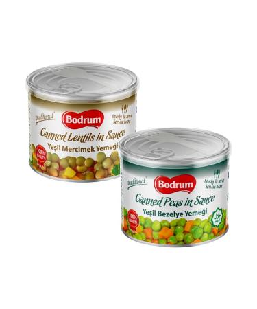 Bodrum Ready Meal Sauce Combo | Green Peas & Green Lentils | Canned Sauce | Unique and Flavourful Dish | Ready To Serve | Traditional Food | Ready Meals | Turkey Origin | 400G GREEN LENTILS & GREEN PEAS