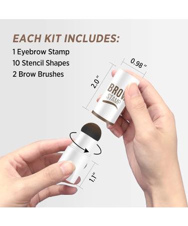 Cilrofelr Eyebrow Stamp and Stencil Kit - One Step Brow Stamp Shaping Kit with 10 Stencils, Light Brown, Long Lasting Waterproof Formula - Buy Online on SooperMarket.com