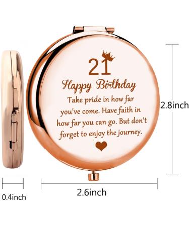 BNQL 21st Birthday Gifts Mirror - Happy 21 Birthday Pocket Makeup Mirror (Rose Gold) - Buy Online on SooperMarket.com