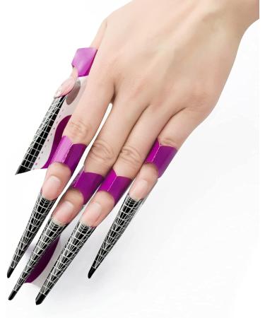 100Pcs Professional Stiletto Nail Forms | Nail Extension Guide | Self-Adhesive Sticker | HJ-NTF037 - Pack of 1 - Buy Online on SooperMarket.com