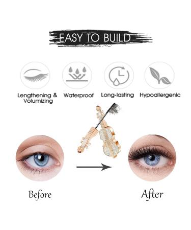 Gireatick 4D Silk Fiber Mascara in Black - Natural Thickening & Lengthening Formula | Violin Design with Diamond Detailing | Waterproof & Long Lasting | Voluminous Makeup | Perfect Festival Gift - Buy Online on SooperMarket.com