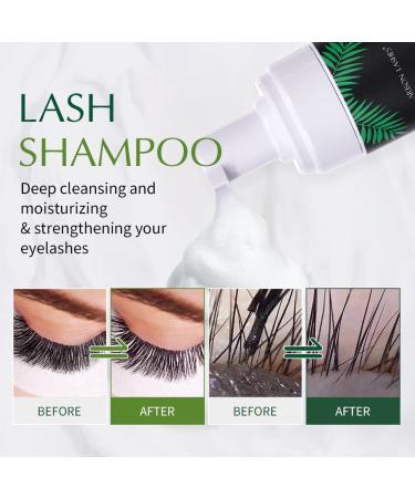 100ml Eyelash Extension Cleanser & Lash Mousse | Lash Shampoo for Extensions with Mascara Brush & Reusable Makeup Remover Pad - Buy Online on SooperMarket.com