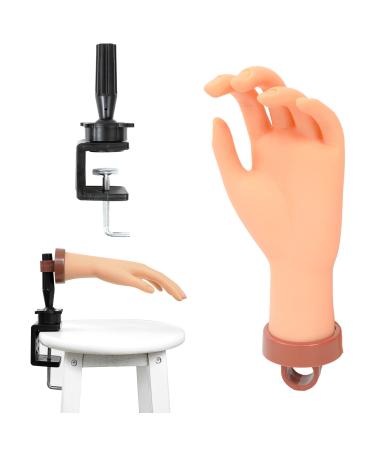 Nail Maniquin Hand for Acrylic Kit,Acrylic Nail Practice Hand Fake Hands to Practice Fake Nails Mannequin Hands Practice Hand for Nails for Beginners with Clamp Holder(Nude Hand) 1