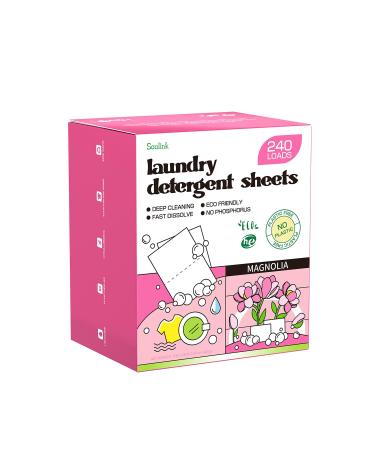 Soulink Magnolia Laundry Detergent Sheets 240 Loads - Eco-Friendly Plant-Based Hypoallergenic No Plastic Jug Magnolia 240 Count (Pack of 1)