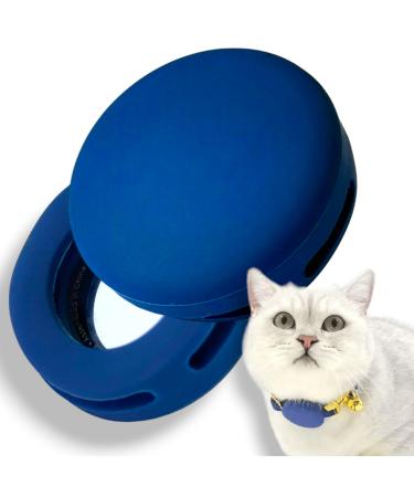 moosh Silicone Airtag Holder for Dogs and Cats | Perfect for Pet Trackers | Safe & Stylish Navy Blue