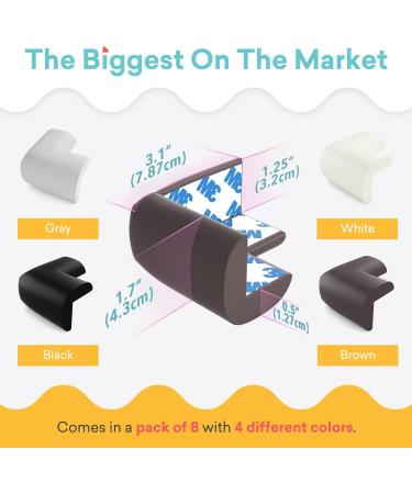 Baby Proofing Table Corner Protectors for Baby Extra Large Size with Pre-Applied Double Sided Tape  Child Safety Furniture Baby Bumpers  8 Pack  Brown Brown X-Large (Pack of 8) - Buy Online on SooperMarket.com