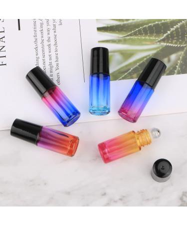 6-Pack 5ml Gradient Color Glass Roller Bottles for Perfume & Essential Oils - Refillable, Thick Glass with Metal Roller Ball - Home & Travel Use - Buy Online on SooperMarket.com