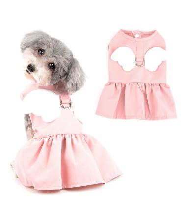 Ranphy Angel Wings Puppy Dresses for Small Dogs Girls Pet Clothes with D-ring Doggy Apparel Comfortable Summer Shirt Skirt Chihuahua Yorkie Cats Outfits Pink S S pink