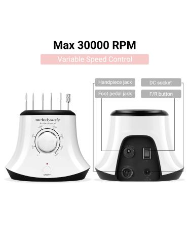 MelodySusie 30000 RPM Professional Nail Drill - Scarlet | High Speed, Low Heat, Low Noise, Low Vibration Portable Efile Drill for Shaping, Buffing, and Removing Acrylic & Gel Nails - A-White - Buy Online on SooperMarket.com