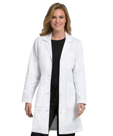 Med Couture Women's Lab Coat 37 inch White Labcoat Long Small White