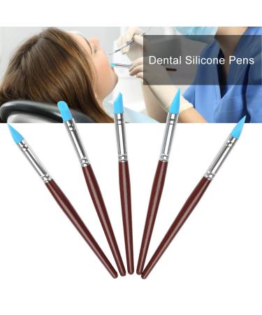 5pcs Dental Silicone Pen Set - Wooden Handle Blue Head Modeling Tools for Tooth & Manicure - International Shipping Available - Buy Online on SooperMarket.com