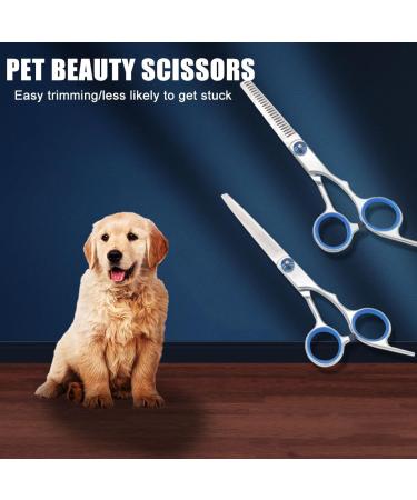 Plksei 2-Piece Dog Care Scissors Set | Professional Round & Curved Scissors for Dogs Cats & Pets | International Shipping - Buy Online on SooperMarket.com
