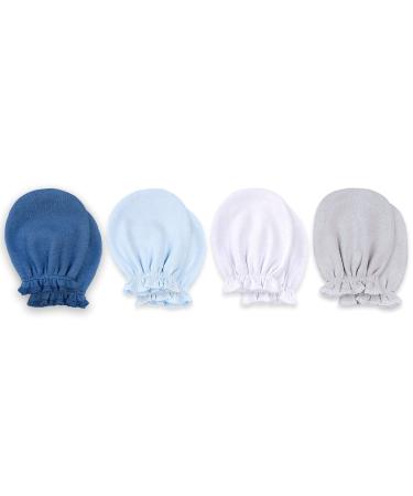 KiddyCare No Scratch Mittens Newborn/Baby Mittens. GOTS Organic Baby Mittens which are Essentials for Newborn. Warm and Soft Baby Gloves and Mittens 4pck - Solid 4 Pairs Ocean