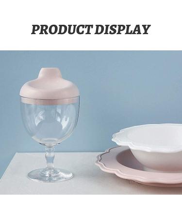 Kaiwern Pink Plastic Goblet Cup | Baby Sippy Cup Wine Glass | Beverage Mug Milk Bottle with Lid for Kids - Birthday Party Celebration - Buy Online on SooperMarket.com
