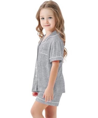 SWOMOG Unisex Modal Pyjamas Set - Short Sleeve Button-Down PJs for Boys & Girls, 8-9 Years, Gray - Buy Online on SooperMarket.com
