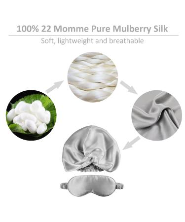 22 Momme 100% Pure Mulberry Silk Grey Sleep Cap for Women - Double Layer Hair Bonnet for Sleeping - Buy Online on SooperMarket.com