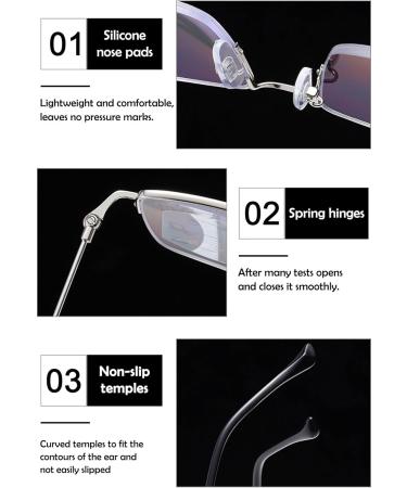 Buy Koosufa Varifocal Reading Glasses for Men - Progressive Multifocus Anti-Blue Light Half Frame Metal Glasses - Workplace & Computer Use - Available in Multiple Strengths 1.0 to 4.0 - Gold Finish - Buy Online on SooperMarket.com