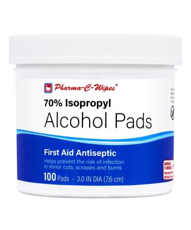 Pharma-C 70% Isopropyl Alcohol Pads. 1 Jar of 100 Extra Large Pads - MADE IN USA