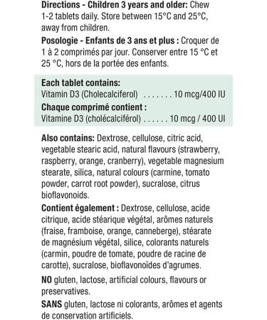 Jamieson Vitamin D 400IU Kids Chewable 100 Tablets and Vitamin C 500mg Chewable (White Juicy Peach Flavour) 120 Count - Buy Online on SooperMarket.com