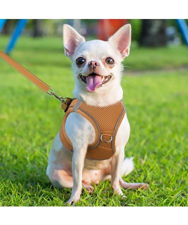 Joyal Dog Harness - Reflective Soft Padded Air-Mesh for Puppies & Small Dogs | XS Khaki (34-38cm) - International Shipping Available - Buy Online on SooperMarket.com