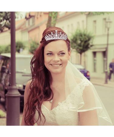 Frcolor Crystal Tiara Crown Rhinestone Wedding Bridal Headband with Veil & Comb - Buy Online on SooperMarket.com