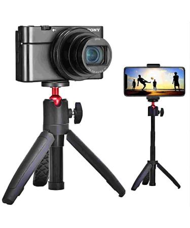 Black Extendable Selfie Stick Mini Tripod 2 in 1, Compatible with GoPro Max Hero 10 9 8 7 6 5 4 AKASO Action Camera, Portable Handle Vlog Tripod for All Action Cameras and Smart Phone Black2