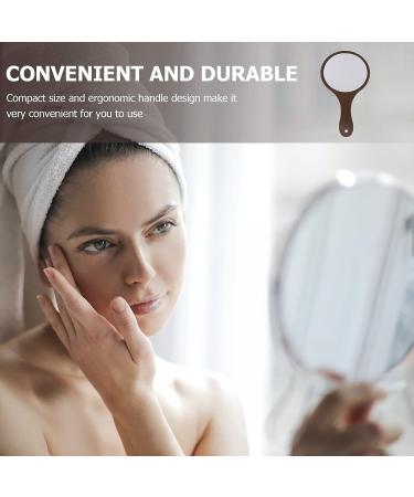 Beaupretty Handheld Makeup Mirror with Yellow Wood Handle - Portable Retro Vanity Pocket Mirror for Women - Outdoor Travel Mirror - 29.7x16.7cm - Buy Online on SooperMarket.com
