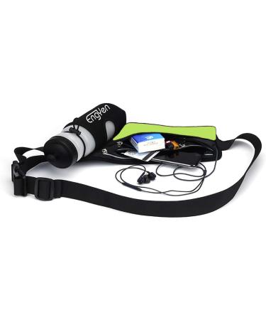 EngYen Fanny Pack with Water Bottle Holder - Slim Waist Bag for Travel, Workout, Hiking - Green Running Belt for Men and Women - Perfect Holder for Phone, Money, Key - Hydration Pouch for Runners - Buy Online on SooperMarket.com