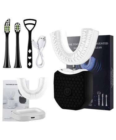 yioic Orthosparkle Toothbrush for Adults U-Shaped Toothbrush 3 Modes Orthosparkle 10-Second Toothbrush Wireless Charging  Waterproof Orthosparkle Teeth Whitening Brush and Whitening (Black)