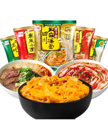 Alley noodles Lanzhou ramen noodles Sichuan chili and hemp noodles Chongqing noodles spicy substitute supper noodles Hot and Sour Rice Noodles (Mix and match 3 flavors 20 bag)