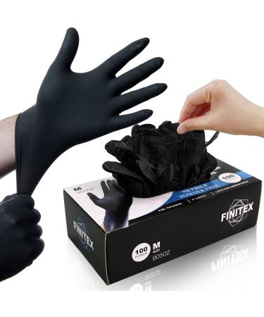 FINITEX Black Nitrile Disposable Medical Exam Gloves - Case of 1000 PCS 6mil Glove Powder-Free Latex-Free Gloves Pack of 100 Medium (Pack of 100)