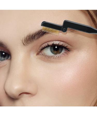 Folding Metal Teeth Eyelash & Eyebrow Comb Set - Professional Tool for Defined Lashes & Brows (Black) - 2PCS - Buy Online on SooperMarket.com