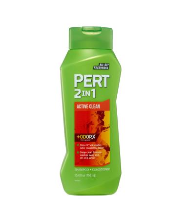 PERT 2 in 1 Active Clean Shampoo and Conditioner - Deep Clean with Odor Elimination Technology - Leaves Hair Manageable and Fresh All Day - 25.4 oz