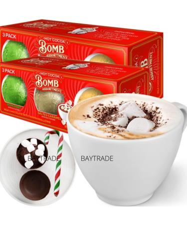 6x Hot chocolate bombs with marshmallow and 6x Peppermint Christmas Candy Canes- Kids Hot Chocolate Gift Set - Hot chocolate station - Xmas Eve Box Fillers for Kids Teens Toddlers Adult Stocking Gifts Chocolate 12 Piece Set - Buy Online on SooperMarket.com