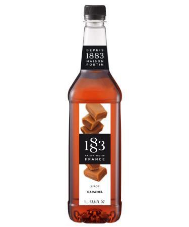 1883 Caramel Syrup - Flavored Syrup for Hot & Iced Beverages, Rich, Full-Bodied Taste, All-Natural - Gluten-Free, Vegan, Non-GMO, Kosher, Preservative-Free, Made in France | Plastic Bottle 1 Liter (33.8 Fl Oz)