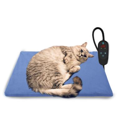 Upgraded Pet Heating Pad for Dogs Cats with Timer,Safety Cat Dog Heating Pad,Waterproof Heated Cat Dog Bed Mat,Adjustable Warming Mat with 6 Levels Temperature & 6 Timers Auto Off Chew Resistant Cord NewPad M: 19.7'' x 15.8''