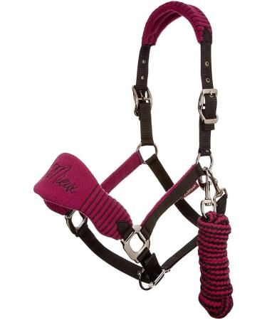 LeMieux Vogue Fleece Headcollar & Leadrope Halter - Cob Burgundy/Navy | International Shipping - Buy Online on SooperMarket.com